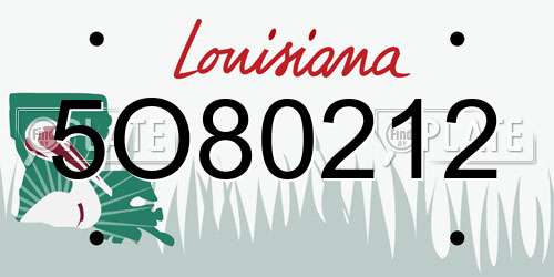 5O80212 Louisiana License Plate
