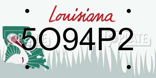 5O94P2 Louisiana License Plate