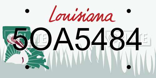 5OA5484 Louisiana License Plate