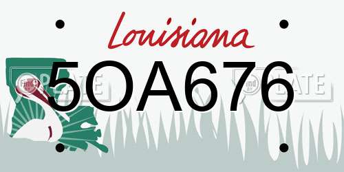 5OA676 Louisiana License Plate
