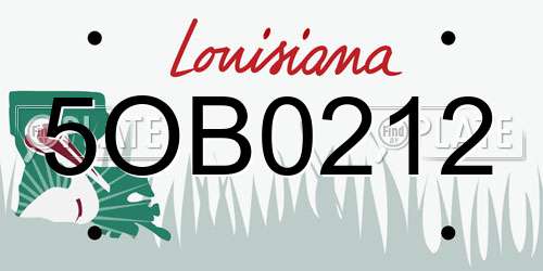 5OB0212 Louisiana License Plate