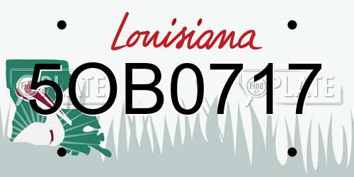 5OB0717 Louisiana License Plate