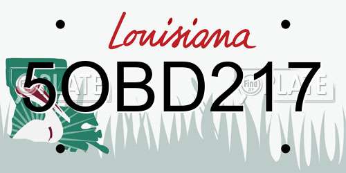 5OBD217 Louisiana License Plate