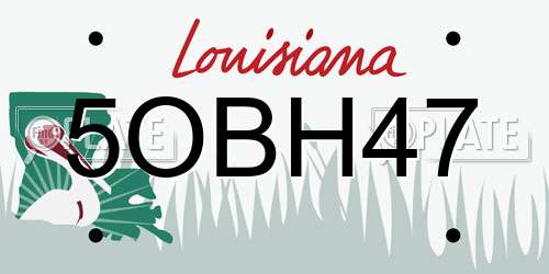 5OBH47 Louisiana License Plate
