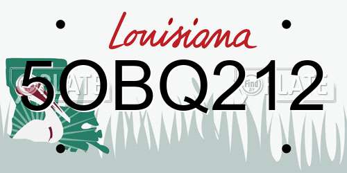5OBQ212 Louisiana License Plate