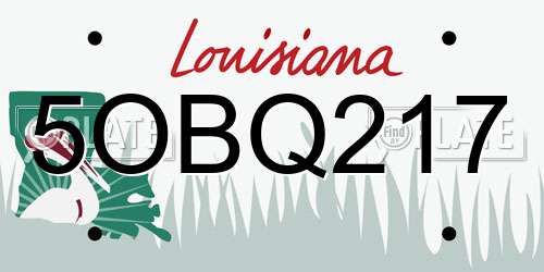 5OBQ217 Louisiana License Plate