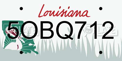 5OBQ712 Louisiana License Plate