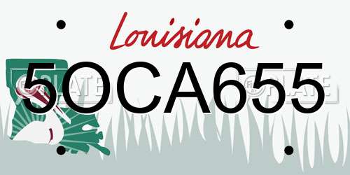 5OCA655 Louisiana License Plate