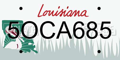5OCA685 Louisiana License Plate