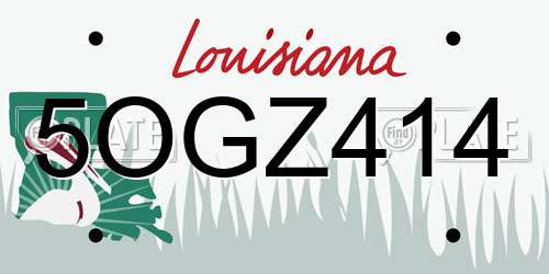 5OGZ414 Louisiana License Plate
