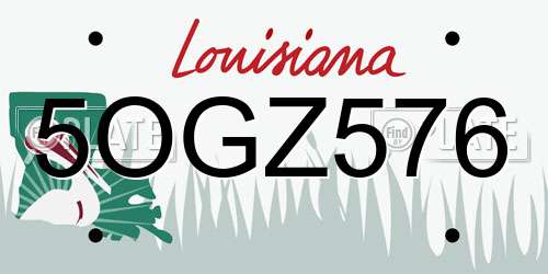 5OGZ576 Louisiana License Plate