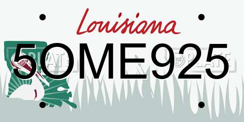 5OME925 Louisiana License Plate