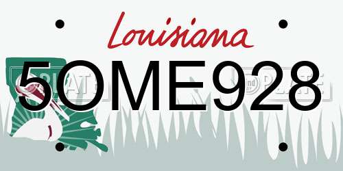 5OME928 Louisiana License Plate