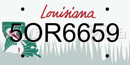 5OR6659 Louisiana License Plate