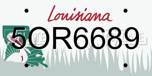 5OR6689 Louisiana License Plate