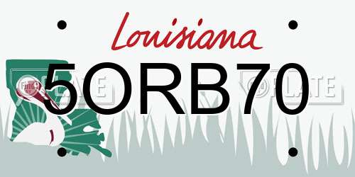 5ORB70 Louisiana License Plate