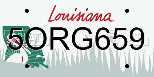 5ORG659 Louisiana License Plate