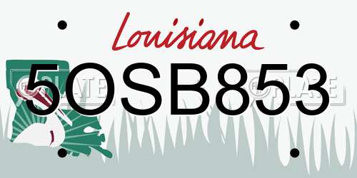 5OSB853 Louisiana License Plate