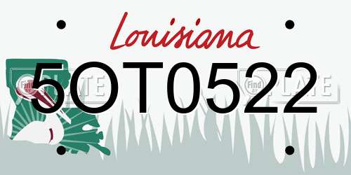 5OT0522 Louisiana License Plate