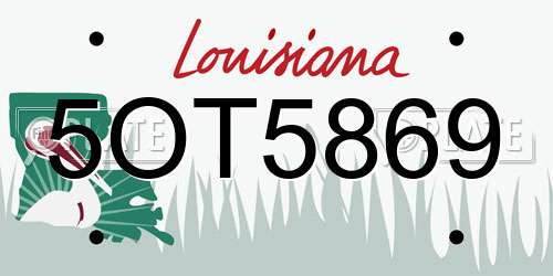 5OT5869 Louisiana License Plate