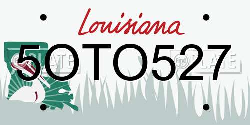 5OTO527 Louisiana License Plate