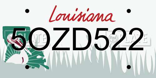 5OZD522 Louisiana License Plate