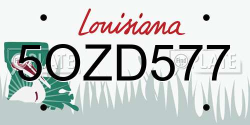 5OZD577 Louisiana License Plate