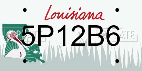 5P12B6 Louisiana License Plate