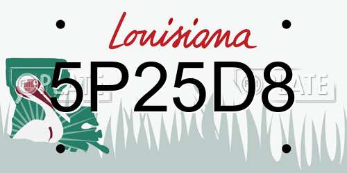 5P25D8 Louisiana License Plate