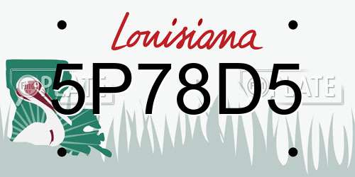 5P78D5 Louisiana License Plate