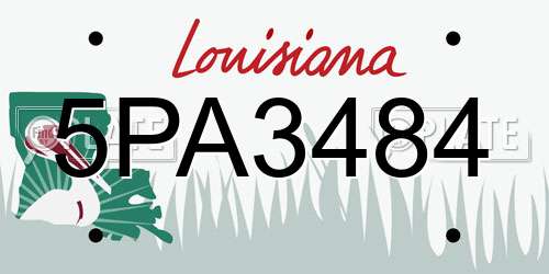 5PA3484 Louisiana License Plate