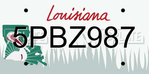 5PBZ987 Louisiana License Plate