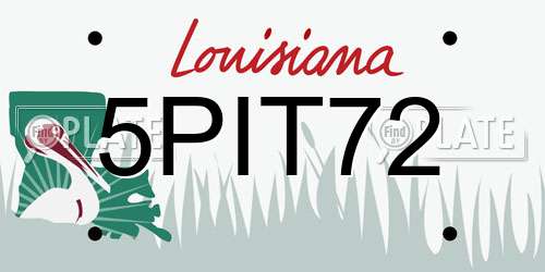 5PIT72 Louisiana License Plate