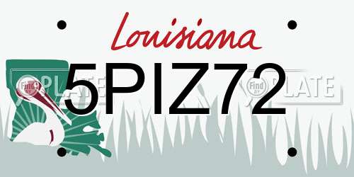 5PIZ72 Louisiana License Plate