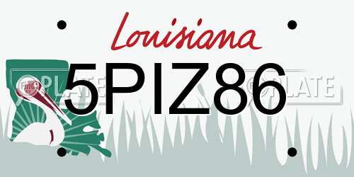 5PIZ86 Louisiana License Plate