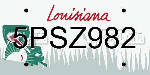 5PSZ982 Louisiana License Plate