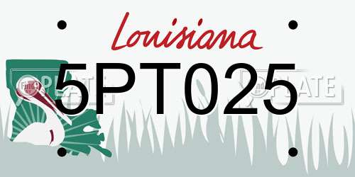 5PT025 Louisiana License Plate