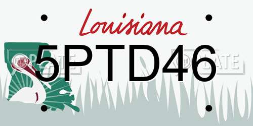 5PTD46 Louisiana License Plate