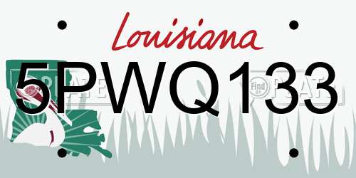 5PWQ133 Louisiana License Plate
