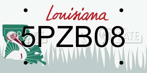 5PZB08 Louisiana License Plate