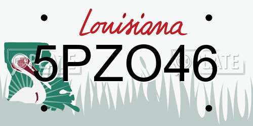 5PZO46 Louisiana License Plate