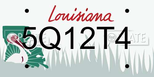 5Q12T4 Louisiana License Plate