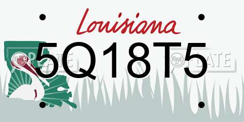 5Q18T5 Louisiana License Plate