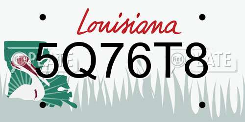 5Q76T8 Louisiana License Plate