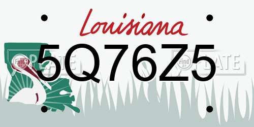 5Q76Z5 Louisiana License Plate