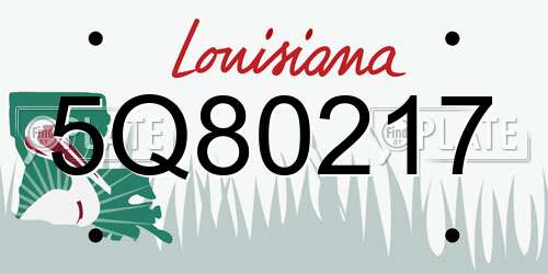 5Q80217 Louisiana License Plate