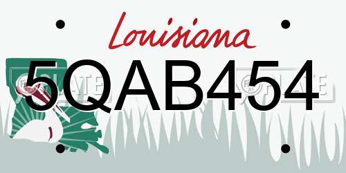 5QAB454 Louisiana License Plate