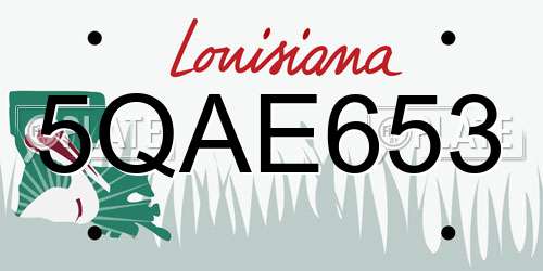 5QAE653 Louisiana License Plate