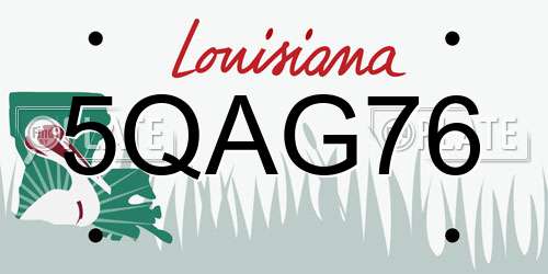 5QAG76 Louisiana License Plate
