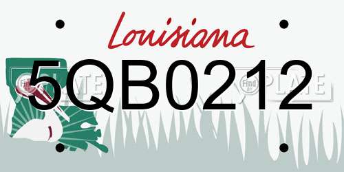 5QB0212 Louisiana License Plate